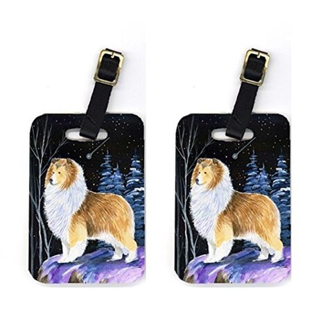 Carolines Treasures Carolines Treasures SS8368BT Pair of 2 Starry Night Sheltie Luggage Tags SS8368BT